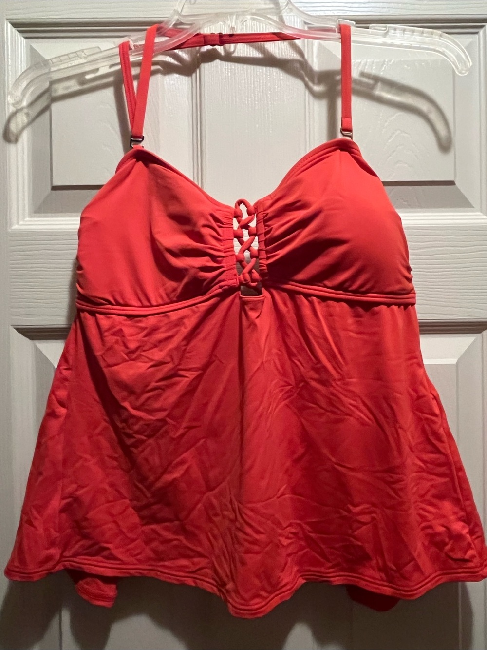 MICHAEL Michael Kors Coral Red Lace-Front Camisole Swim Top